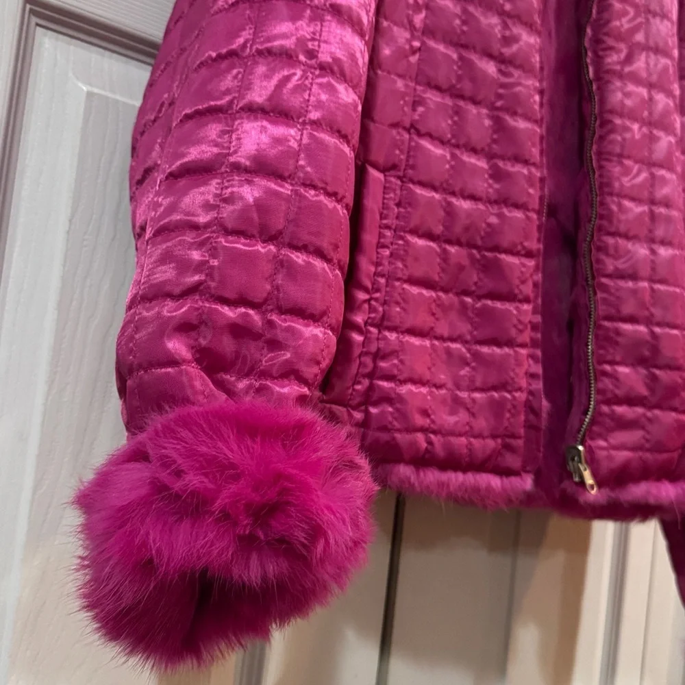 Wilson's Maxima  Pink Rabbit Fur  quilted Reversible Jacket - Picture 8 of 9
